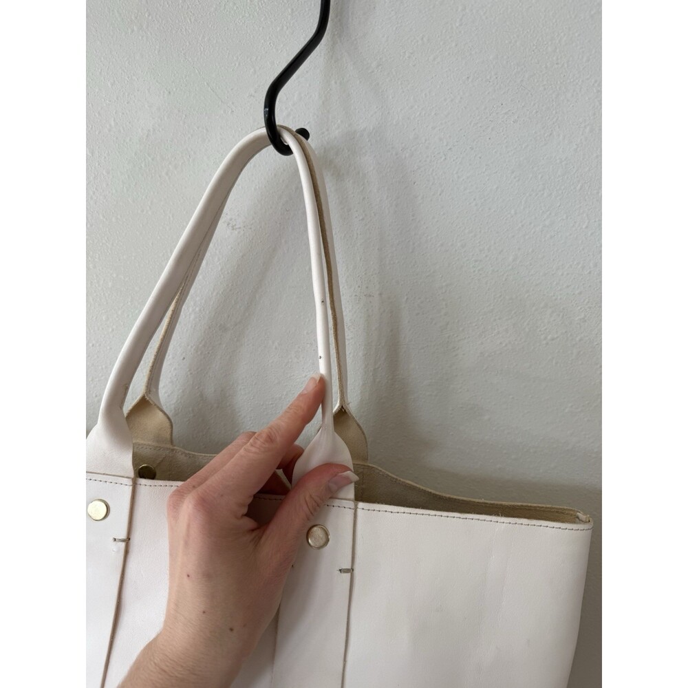 Clare V. Vivier La Tropezienne White Leather Shopper Tote Laptop Work Bag Troupe - Picture 4 of 12